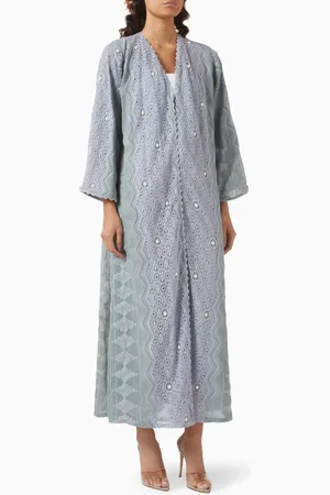 Elna Line Embroidered Abaya in Tulle
