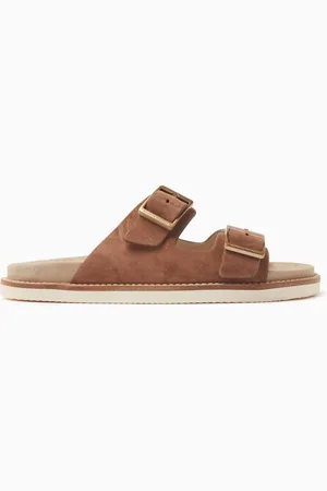 Brunello Cucinelli Urban Slide Sandals in Washed Suede