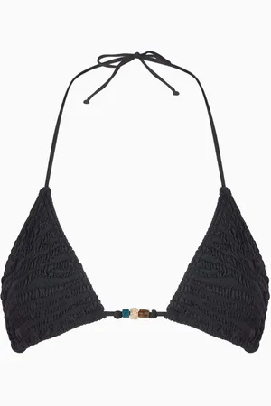 Bond Eye Beaded Ingrid Triangle Bikini Top in The Authentic Crinkle™