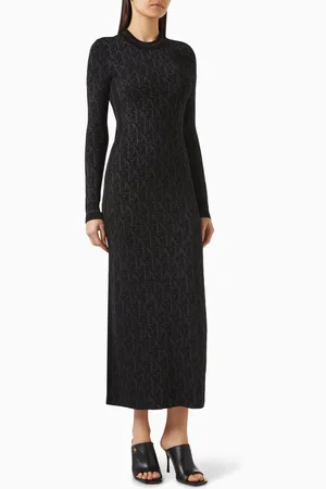 Palm Angels Monogram Jacquard Midi Dress in Viscose Knit