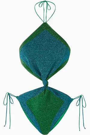 Oseree Lumière Bi-colour Knot One-piece Swimsuit