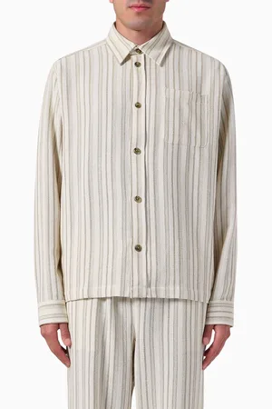 Les Deux Shane Stripe Overshirt in Cotton-blend