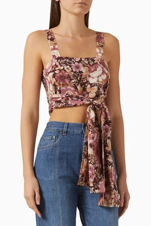 Chloé Floral-print Cropped Top in Crepe de Chine