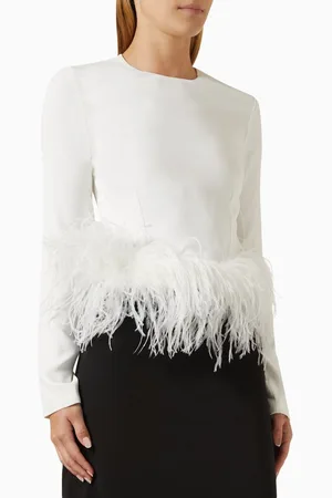 16Arlington Esma Feather-trim Top in Crepe