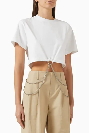 We11 Done Chain-detail Cropped T-shirt in Cotton
