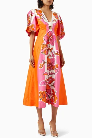 AJE Overflow Knotted Midi Dress in Linen Blend