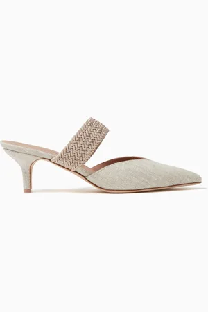 MALONE SOULIERS Maisie 45 Mules in Linen & Nappa Leather