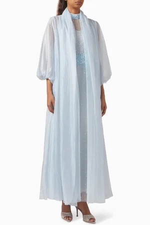 Homa Q Embellished 3-piece Abaya Set in Organza & Tulle