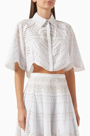 CHARO RUIZ IBIZA Emmie Crop Blouse in Cotton Blend