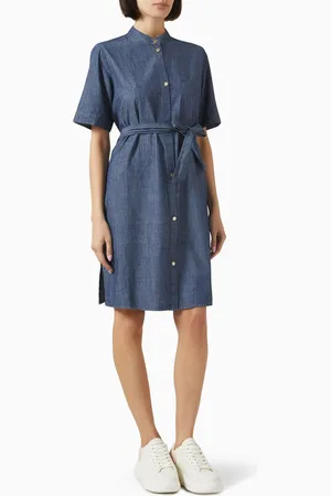 Armani Exchange The Grid Shirt Dress in Chambray