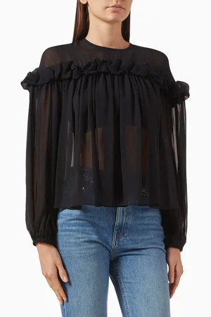 ULLA JOHNSON Peggy Sheer Blouse in Silk