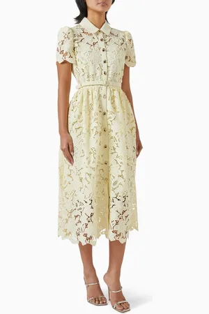 Self-Portrait Belted Midi Dress in Lace
