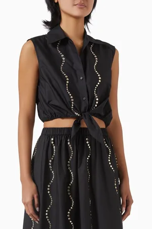 Sandro Crystal-embellished Top in Cotton