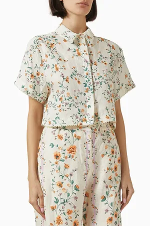 Agua by Agua Bendita Virtuosa Crop Shirt in Linen