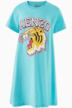 Kenzo Tiger Head Print Dress in Organic Cotton
