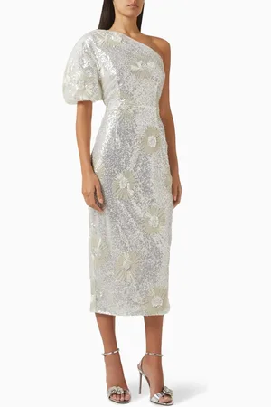 ELLIATT Caledonia One-shoulder Sequin Midi Dress