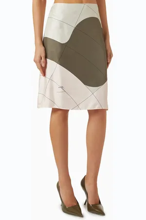 Salvatore Ferragamo Printed Midi Skirt in Silk
