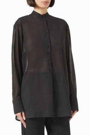 Totême Oversized Stand-collar Shirt in Organic Cotton