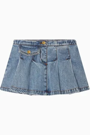 VERSACE Pleated Mini Skirt in Denim