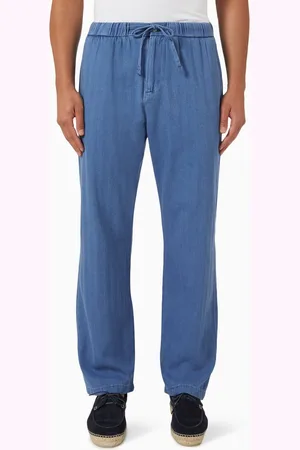 Frescobol Carioca Rocha Herringbone Pants in Denim