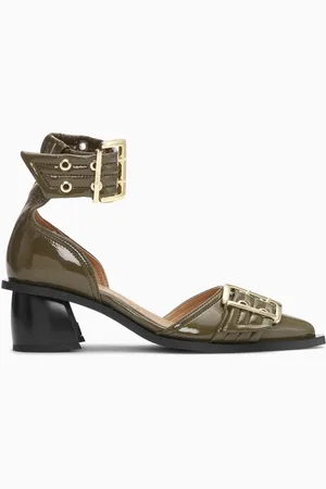 Ganni Buckle 50 Ankle-strap Pumps in Faux Leather