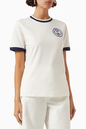 Gucci Embroidered Logo T-shirt in Cotton Jersey