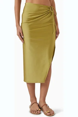 Adriana Degreas Solid AD Frilled Midi Skirt