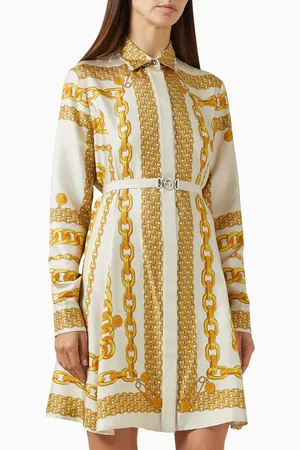 VERSACE Treasure-print Midi Shirt Dress in Silk-twill