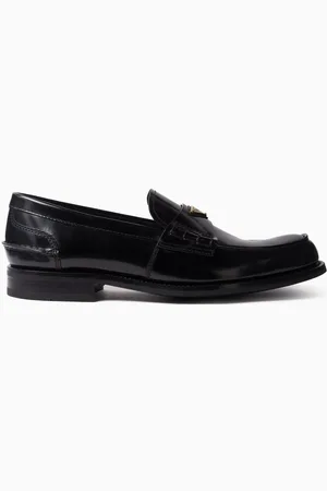 Prada Triangle Logo Loafers in Brushed Leather