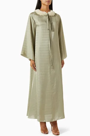 SHATHA ESSA Pearl-embellished Neck Maxi Dress