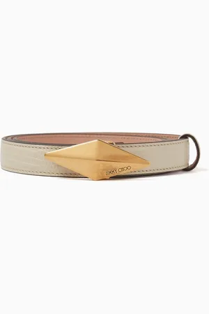 Jimmy Choo Diamond Clasp Belt in Textured Leather