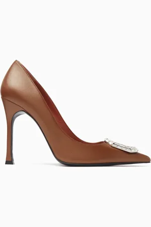 Amina Muaddi Camelia 105 Crystal Pumps in Leather