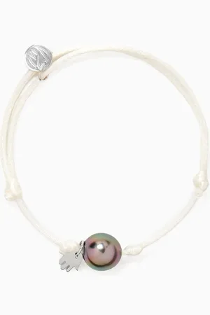 Robert Wan Pearl & Hamsa Charm Bracelet in 18kt White Gold