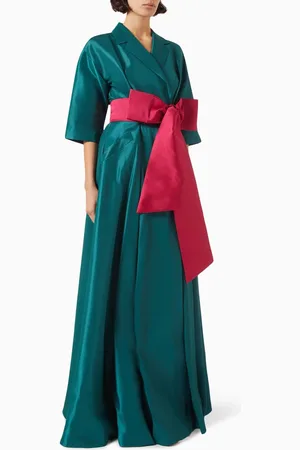 Nihan Peker Mamiko Bow-detail Maxi Dress in Mikado Satin