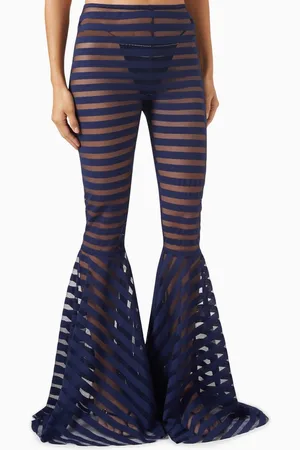 Norma Kamali Fishtail Leggings in Striped Mesh