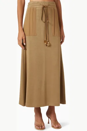 Hukka Drawstring Maxi Skirt in Viscose-blend