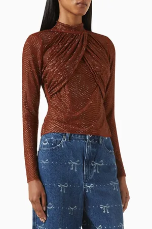 Self-Portrait Rhinestone-embellished Top in Mesh