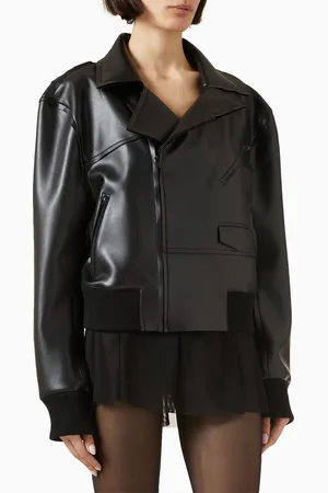 Norma Kamali Mini Moto Jacket in Faux Leather