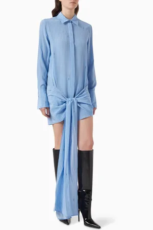 BLUMARINE Pinstripe Wrap Mini Dress in Silk