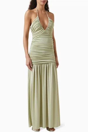 Azulu Jade Gathered Halter Dress