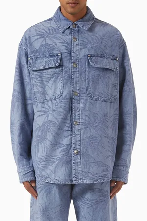 Palm Angels Palms Jacquard Shirt in Denim