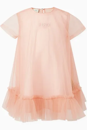 Fendi Logo-embroidered Midi Dress in Tulle