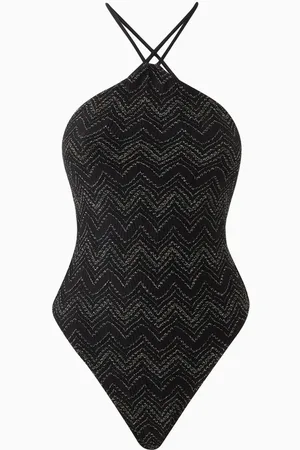 Missoni Chevron One-piece Swimsuit in Lamé Viscose