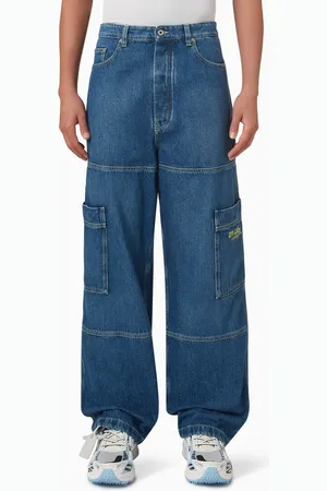 OFF-WHITE Logo-embrodiered Cargo Jeans in Cotton-denim
