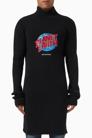 Balenciaga Planet Earth Turtleneck Sweater in Cotton Knit