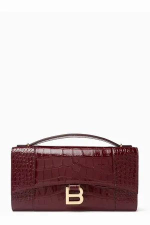 Balenciaga Hourglass Pochette Top-handle Bag in Croc-embossed Leather