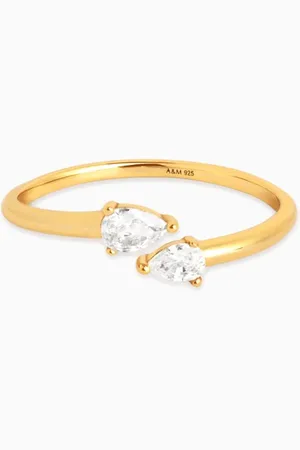 Astrid & Miyu Pear Crystal Wrap Ring in 18kt -plated Sterling Silver