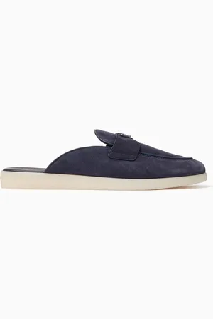 Prada Saint Tropez Logo Mules in Suede