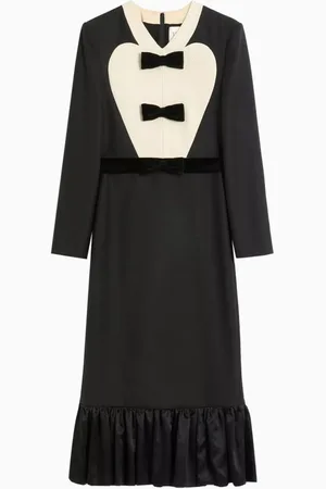 VALENTINO GARAVANI Bow Midi Dress in Virgin Wool