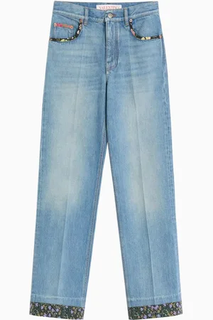 VALENTINO GARAVANI Floral-trim Jeans in Denim